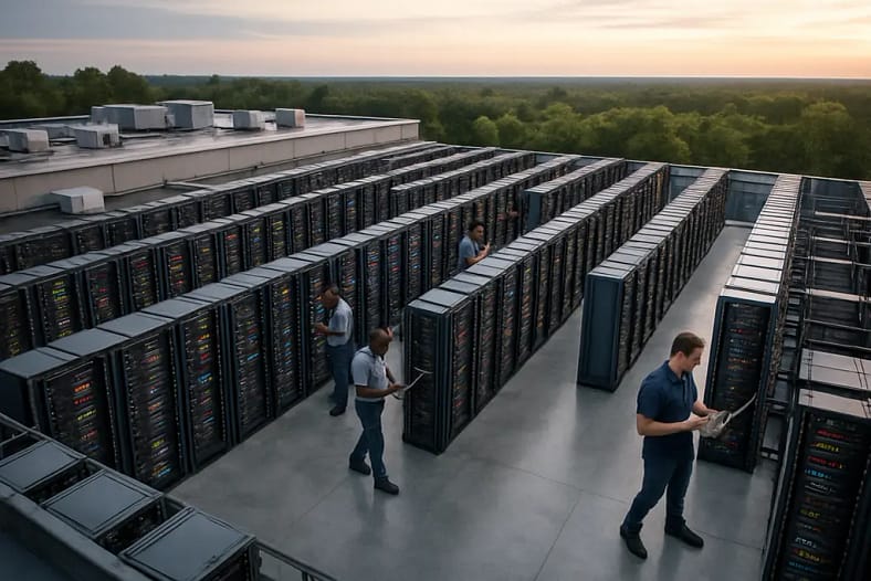 Data Center Energy dashboard showing electricity demand trends for U.S. facilities