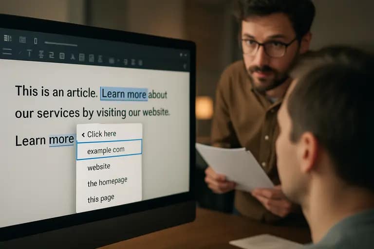 Content editor checking anchor text and citations in a draft article
