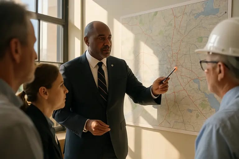 State policy documents arranged with maps and infrastructure notes