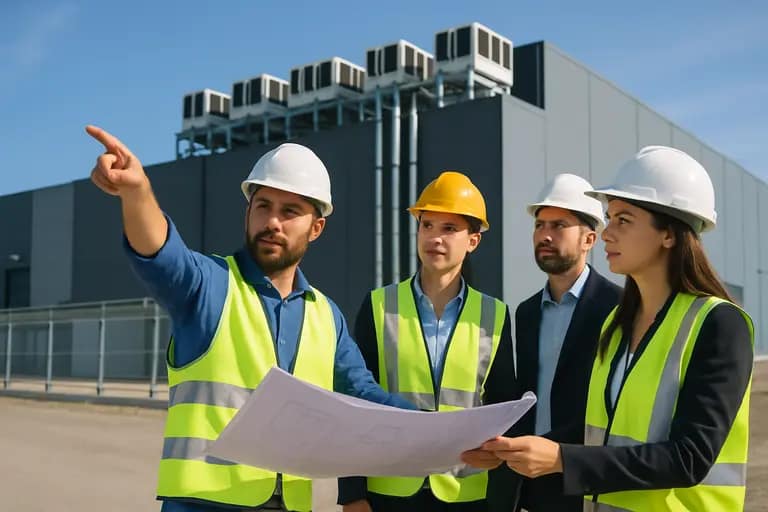 Utility and data center teams reviewing power planning diagrams