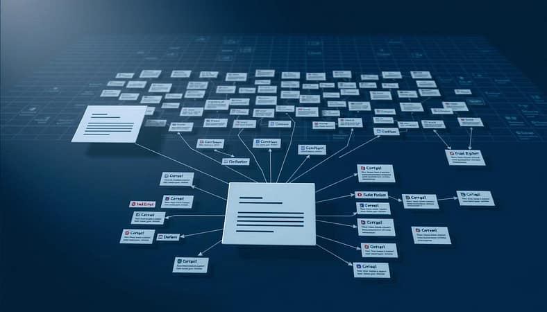 A detailed schematic diagram of a website's crawl structure, showcasing interconnected webpages, broken links, and indexing issues. The foreground depicts a central landing page surrounded by a complex network of pages, with some marked as "Crawl Errors" in bold, red text. The middle ground features a birds-eye view of the site's information architecture, highlighting the hierarchical relationships and navigation paths. In the background, a subtle grid overlay suggests the technical underpinnings of the website's codebase. The overall tone is one of analytical precision, with a cool, minimalist color palette that conveys the technical nature of the subject matter. Soft, directional lighting illuminates the diagram, emphasizing the key structural elements. A detailed schematic diagram of a website's crawl structure, showcasing interconnected webpages, broken links, and indexing issues. The foreground depicts a central landing page surrounded by a complex network of pages, with some marked as "Crawl Errors" in bold, red text. The middle ground features a birds-eye view of the site's information architecture, highlighting the hierarchical relationships and navigation paths. In the background, a subtle grid overlay suggests the technical underpinnings of the website's codebase. The overall tone is one of analytical precision, with a cool, minimalist color palette that conveys the technical nature of the subject matter. Soft, directional lighting illuminates the diagram, emphasizing the key structural elements.