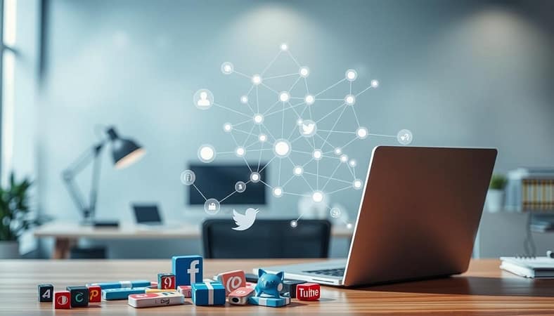 A modern office setting with a desk, laptop, and various digital devices. In the foreground, social media icons and indicators represent the "social signals" that impact search engine optimization (SEO). The middle ground features a network of interconnected nodes and lines, visualizing the complex relationship between social engagement and online visibility. The background is hazy, with a subdued color palette and subtle lighting, conveying the intangible nature of these digital influences. The overall scene suggests the importance of managing and leveraging social signals to enhance a brand's digital reputation and authority. A modern office setting with a desk, laptop, and various digital devices. In the foreground, social media icons and indicators represent the "social signals" that impact search engine optimization (SEO). The middle ground features a network of interconnected nodes and lines, visualizing the complex relationship between social engagement and online visibility. The background is hazy, with a subdued color palette and subtle lighting, conveying the intangible nature of these digital influences. The overall scene suggests the importance of managing and leveraging social signals to enhance a brand's digital reputation and authority.