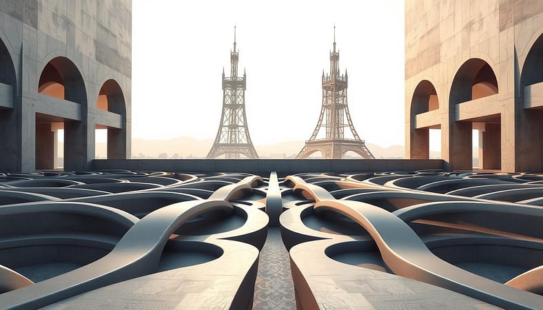 An architectural illustration depicting the contrast between internal links and external backlinks, shot with a wide-angle lens in soft, diffused lighting. In the foreground, a network of interconnected pathways representing internal links, with smooth curves and clean lines. In the middle ground, towering structures symbolizing external backlinks, their intricate designs and varied textures casting dynamic shadows. The background features a minimalist landscape, emphasizing the relationship between the two elements. The overall composition conveys a sense of balance, harmony, and the importance of both internal and external linking strategies in SEO. An architectural illustration depicting the contrast between internal links and external backlinks, shot with a wide-angle lens in soft, diffused lighting. In the foreground, a network of interconnected pathways representing internal links, with smooth curves and clean lines. In the middle ground, towering structures symbolizing external backlinks, their intricate designs and varied textures casting dynamic shadows. The background features a minimalist landscape, emphasizing the relationship between the two elements. The overall composition conveys a sense of balance, harmony, and the importance of both internal and external linking strategies in SEO.