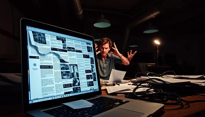 A cluttered website with outdated content, broken links, and disorganized pages. The foreground depicts a laptop screen displaying a jumbled mess of text, images, and navigation menus. In the middle ground, a frustrated user gestures helplessly, surrounded by scattered papers and a tangle of cables. The background is a dimly lit office space, with a sense of chaos and missed opportunities. The lighting is harsh, creating deep shadows and highlighting the disarray. The overall atmosphere conveys the frustration and ineffectiveness of poor content management, a cautionary tale for those seeking to build a strong online presence. A cluttered website with outdated content, broken links, and disorganized pages. The foreground depicts a laptop screen displaying a jumbled mess of text, images, and navigation menus. In the middle ground, a frustrated user gestures helplessly, surrounded by scattered papers and a tangle of cables. The background is a dimly lit office space, with a sense of chaos and missed opportunities. The lighting is harsh, creating deep shadows and highlighting the disarray. The overall atmosphere conveys the frustration and ineffectiveness of poor content management, a cautionary tale for those seeking to build a strong online presence.