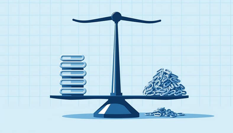 A sleek, minimalist illustration depicting the contrast between quality and quantity in backlink analysis. In the foreground, a balanced scale balances two distinct stacks of backlinks - one representing high-quality, authoritative links, the other a larger pile of lower-quality, spammy links. The background features a subtle grid pattern in shades of blue, conveying the analytical nature of the subject. Soft, directional lighting casts shadows that emphasize the depth and dimensionality of the scene. The overall mood is one of precision, clarity, and strategic decision-making. A sleek, minimalist illustration depicting the contrast between quality and quantity in backlink analysis. In the foreground, a balanced scale balances two distinct stacks of backlinks - one representing high-quality, authoritative links, the other a larger pile of lower-quality, spammy links. The background features a subtle grid pattern in shades of blue, conveying the analytical nature of the subject. Soft, directional lighting casts shadows that emphasize the depth and dimensionality of the scene. The overall mood is one of precision, clarity, and strategic decision-making.