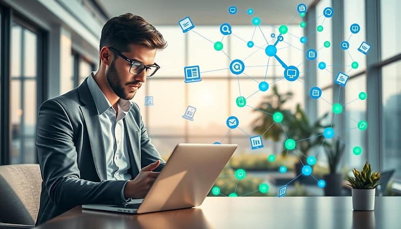 A visually striking illustration of strategic backlinks placement, emphasizing a web of connections between websites. In the foreground, a professional individual in smart casual attire is analyzing data on a laptop, surrounded by floating icons representing various websites and links. The middle ground features a digital landscape, highlighting interconnected nodes symbolizing backlinks in vibrant colors like blue and green. The background showcases a sleek, modern office environment with soft, natural lighting filtering through large windows, creating an open and inviting atmosphere. The image conveys a sense of collaboration and growth, representing the significance of acquiring quality links through guest posting. The overall mood is professional yet dynamic, inspiring viewers about the potential of strategic link placements. A visually striking illustration of strategic backlinks placement, emphasizing a web of connections between websites. In the foreground, a professional individual in smart casual attire is analyzing data on a laptop, surrounded by floating icons representing various websites and links. The middle ground features a digital landscape, highlighting interconnected nodes symbolizing backlinks in vibrant colors like blue and green. The background showcases a sleek, modern office environment with soft, natural lighting filtering through large windows, creating an open and inviting atmosphere. The image conveys a sense of collaboration and growth, representing the significance of acquiring quality links through guest posting. The overall mood is professional yet dynamic, inspiring viewers about the potential of strategic link placements.