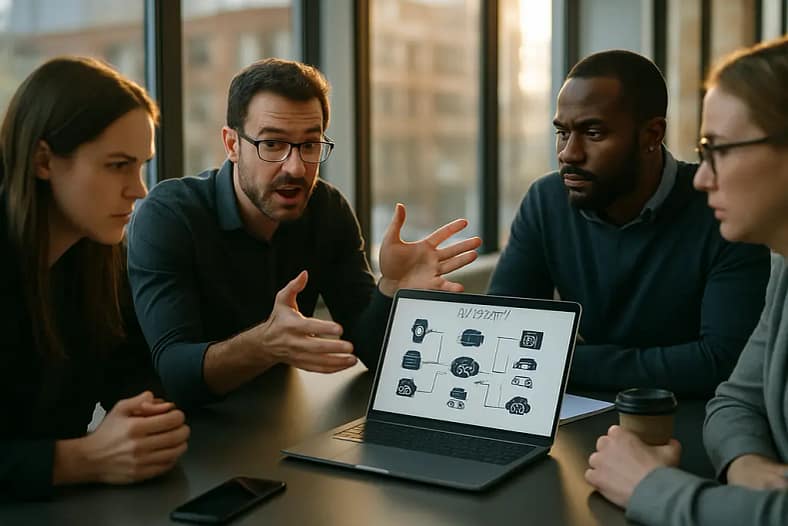 Security analyst reviewing AI Model Review policy notes on a workstation