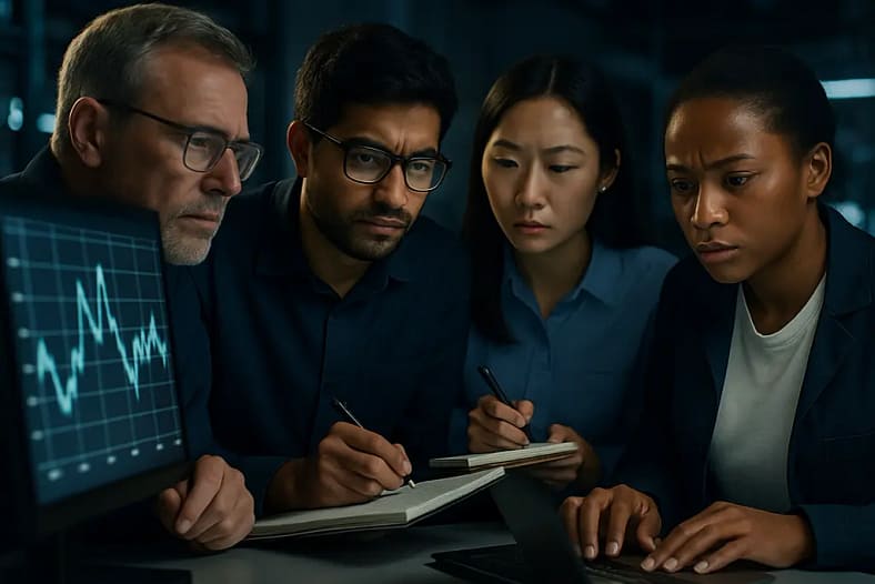 Rogue AI Behavior analysis with agent logs and safety review notes on a workstation