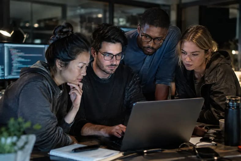 AI Developer Regulation review with policy documents and model risk notes on a desk