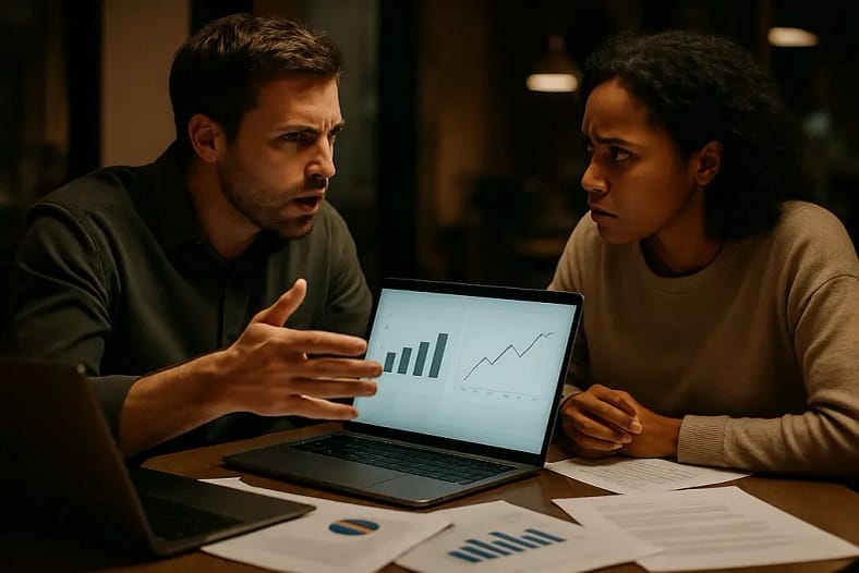 AI regulation stakeholders reviewing federal policy notes at a conference table